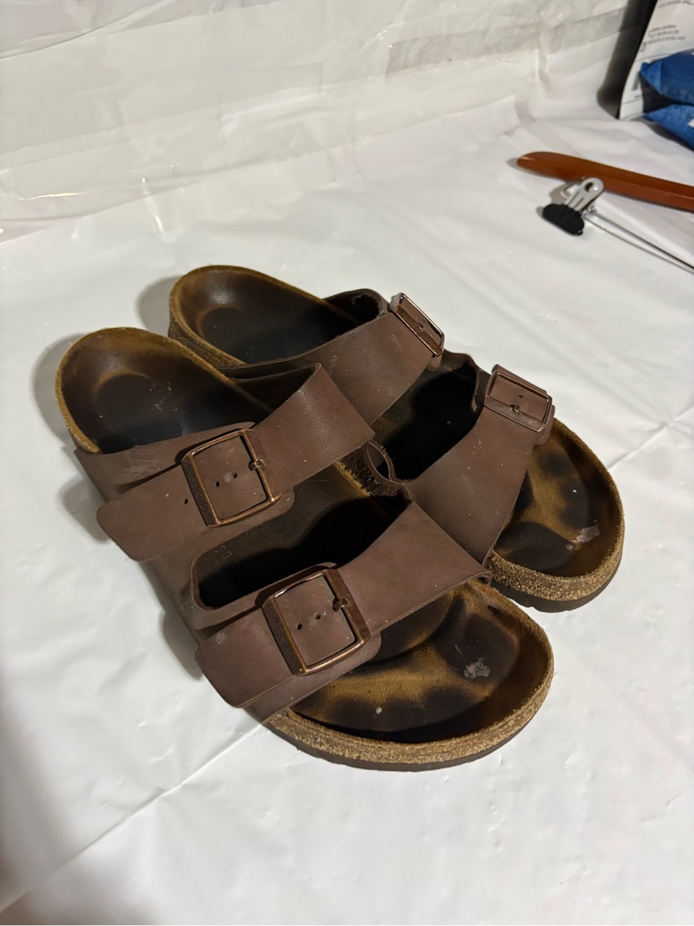Birkenstock Brown Leather Two-Strap Sandals